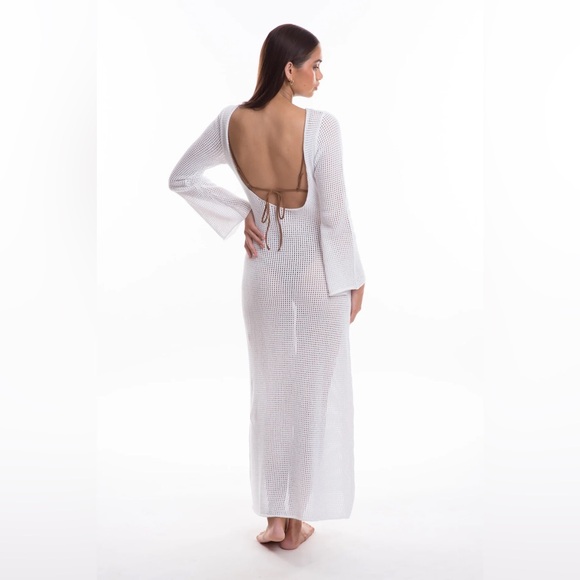 Tj Swim Dresses & Skirts - TJ SWIM SLOANE CROCHET MAXI DRESS IN BLANC